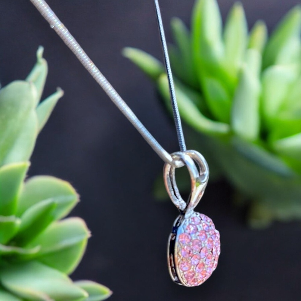 Pink Crystal Encrusted Ball Necklace - Picture 6 of 15